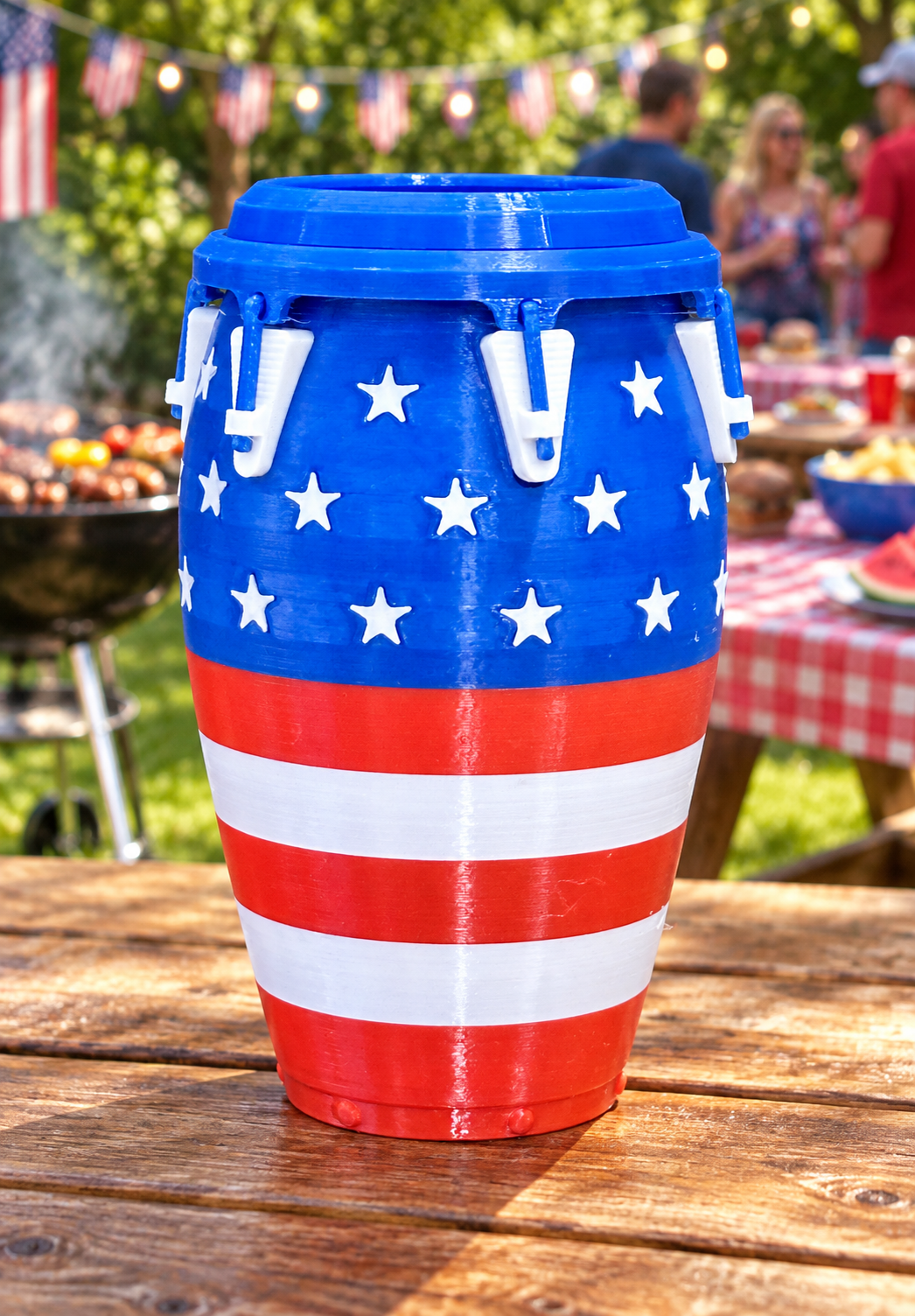 United States conga at a backyard barbecue